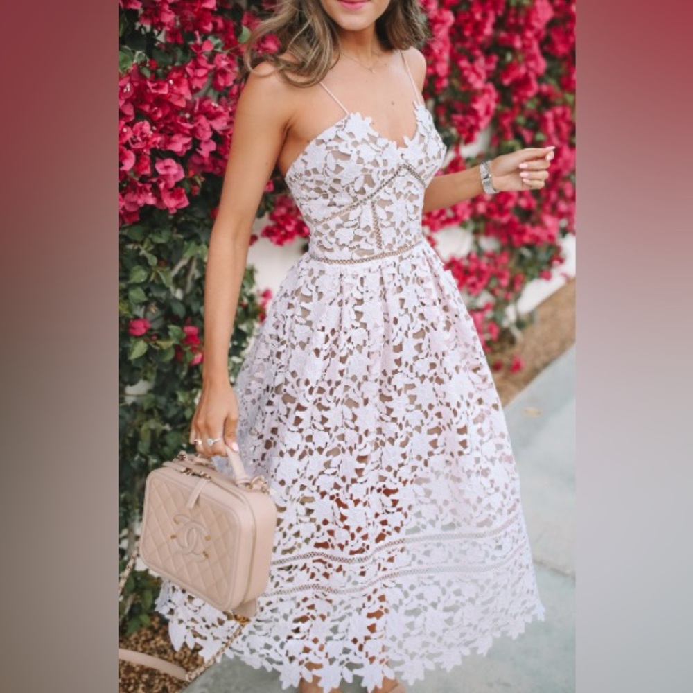 Elegant White Lace Midi Dress